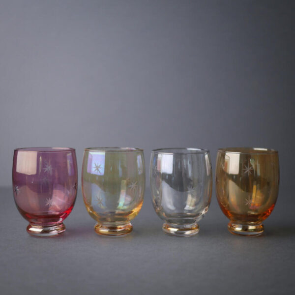 Små Farvede Vintageglas, 4 stk.