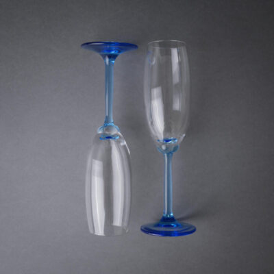 Champagneglas med Blå Stilk, 6 stk.