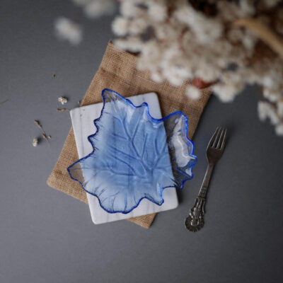 Blåt Blad Glasfad