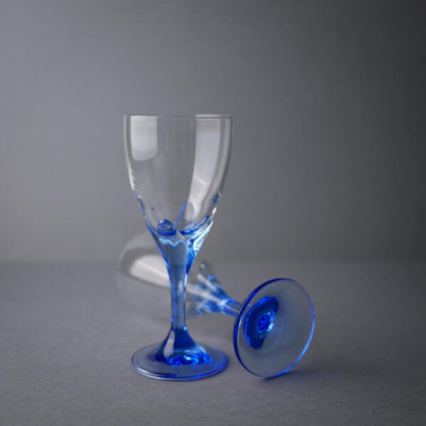 Hvidvinsglas med Kraftig Blå Stilk, 6 stk.