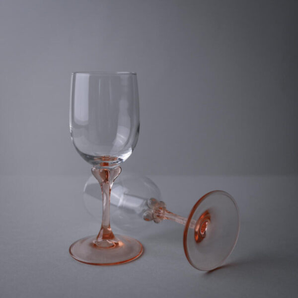 Hvidvinsglas med Smuk Rosa Stilk, 4 stk.