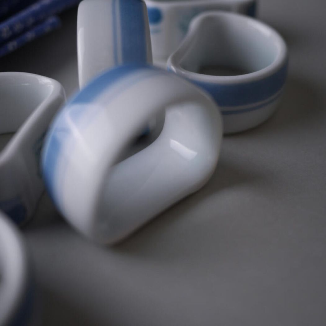 Porcelænsservietringe med Lyseblå Striber, 6 stk. 3
