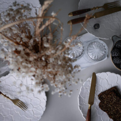 Hvide Italienske Blomster Frokosttallerkner, 6 stk.