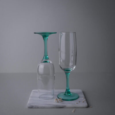 Champagneglas med Turkis Stilk, 5 stk.