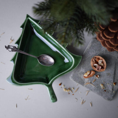 Lille Grønt Keramik Juletræsfad