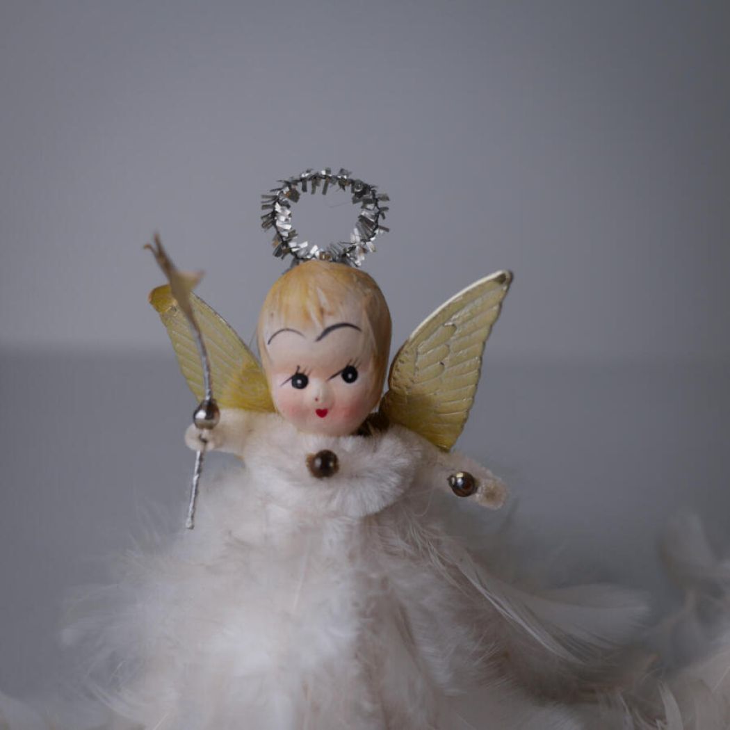 Vintage Engle med Fjer, 2 stk.