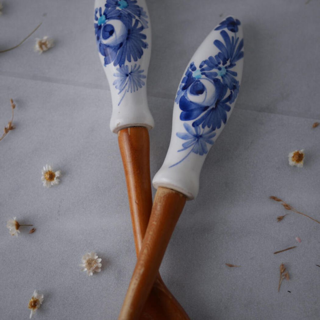 Salatbestik med Porcelænsskaft 1