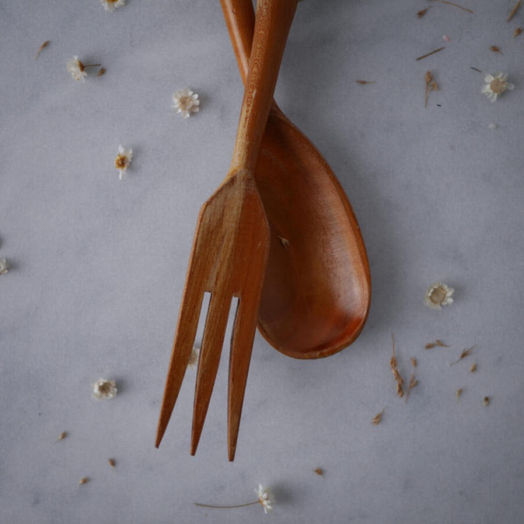 Salatbestik med Porcelænsskaft 2