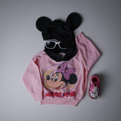 Lyserød Retro Bluse med Minnie Mouse, Str. 62-68