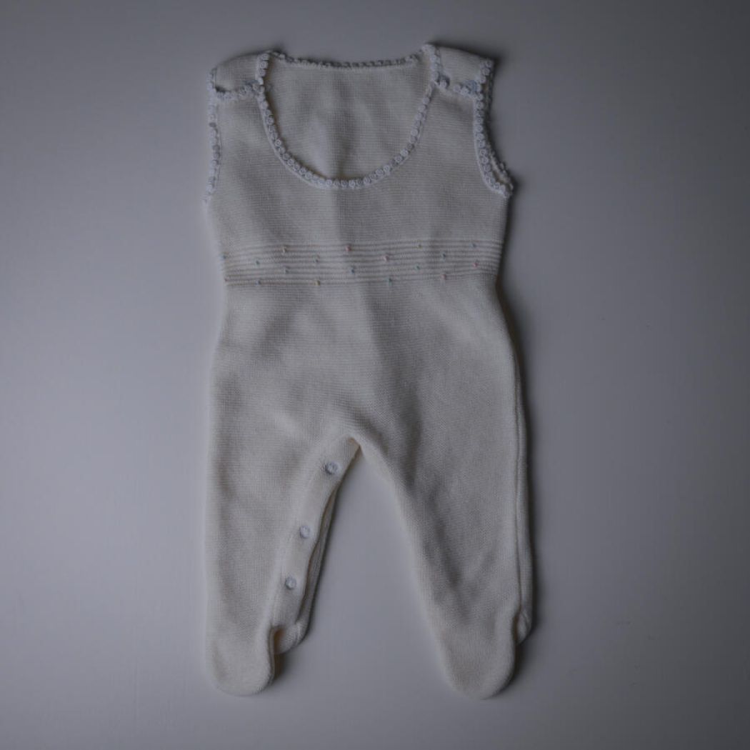 Hvidt Hjemmestrikket Dragt & Bluse, Str. 50 7