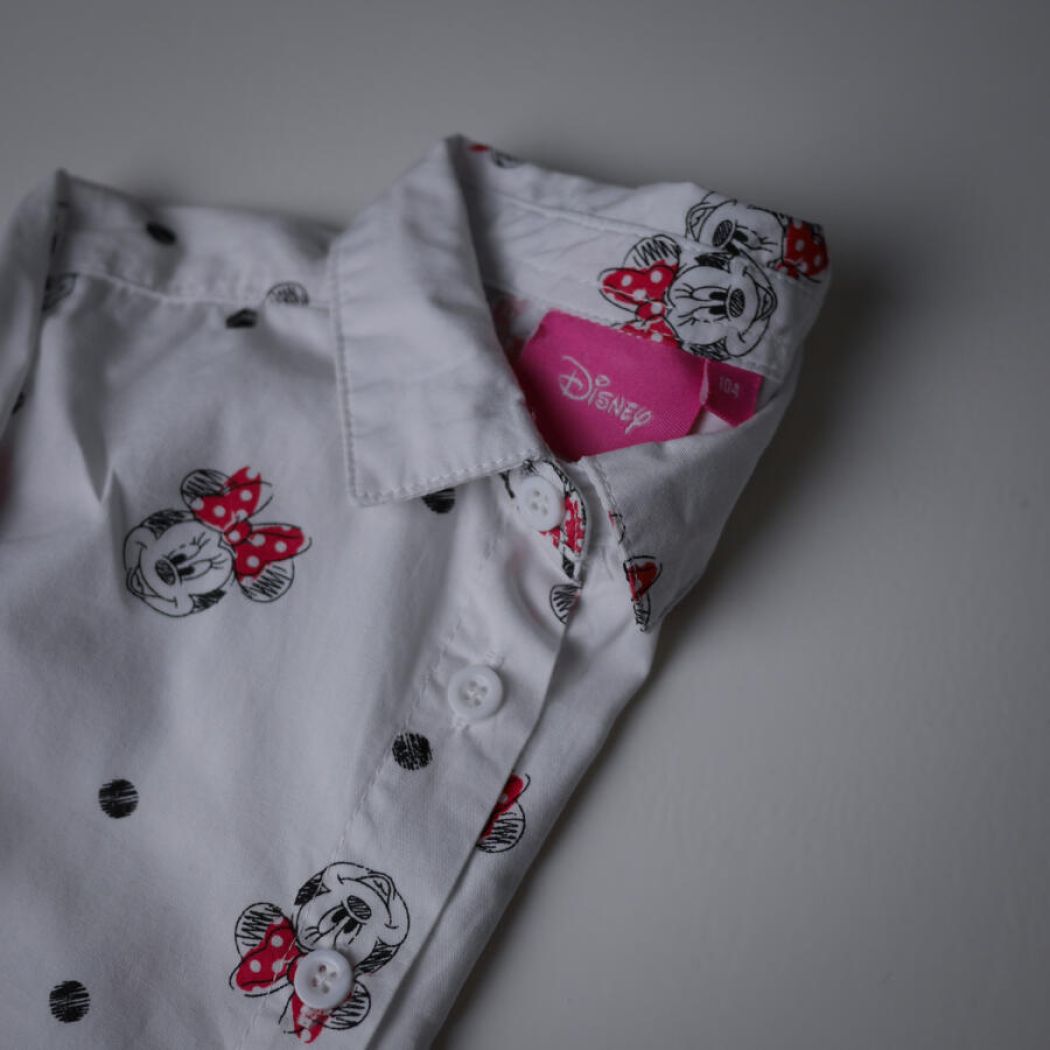 Hvid Minnie Mouse Skjorte, Str. 104 2