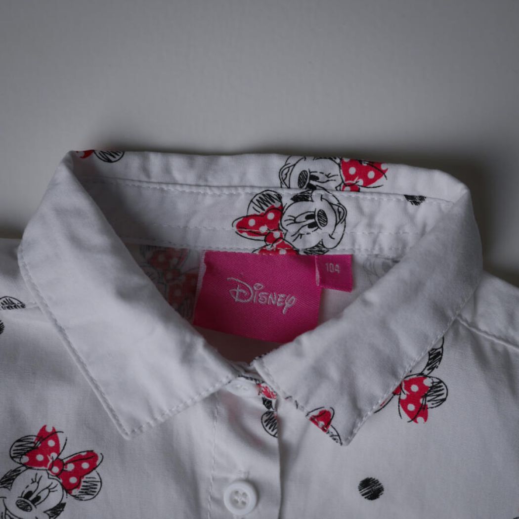 Hvid Minnie Mouse Skjorte, Str. 104 3