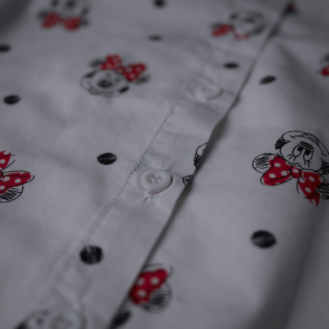 Hvid Minnie Mouse Skjorte, Str. 104 5