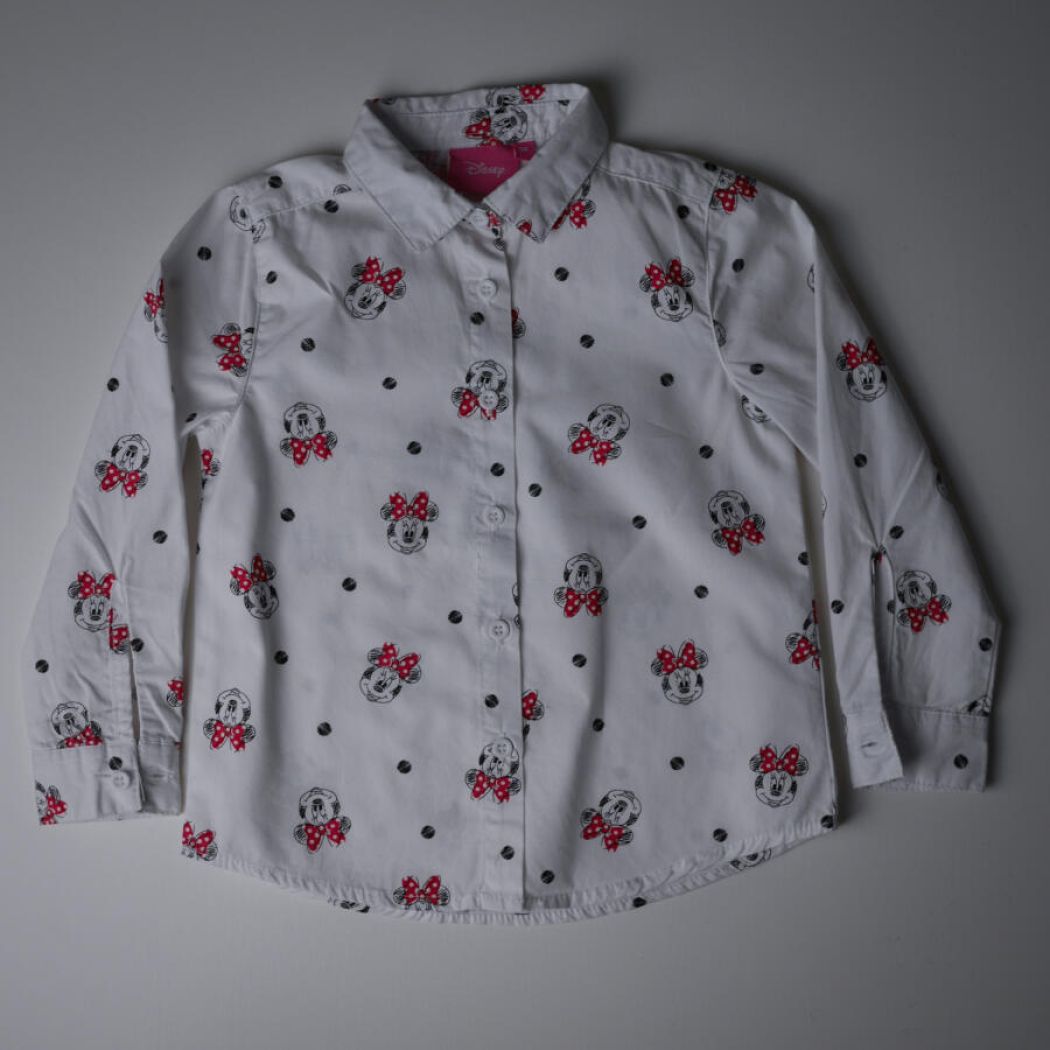 Hvid Minnie Mouse Skjorte, Str. 104 6