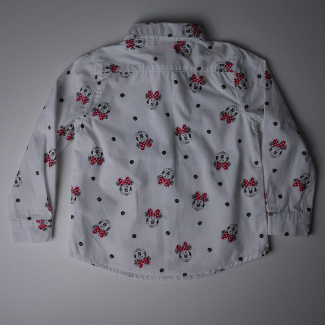 Hvid Minnie Mouse Skjorte, Str. 104 7