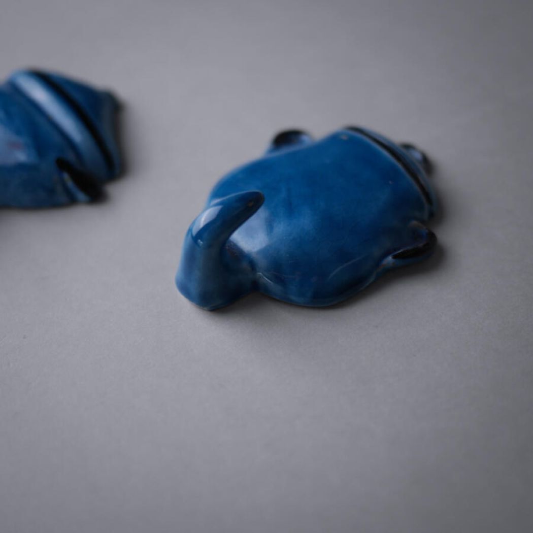 Små Blå Vægknager i Keramik, 2 stk. 3