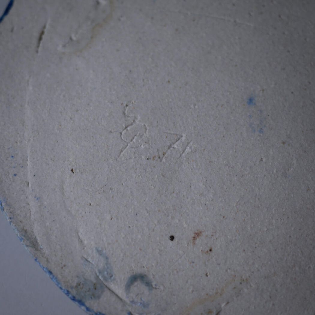 Blåt Keramik Relief med Påfugl 3