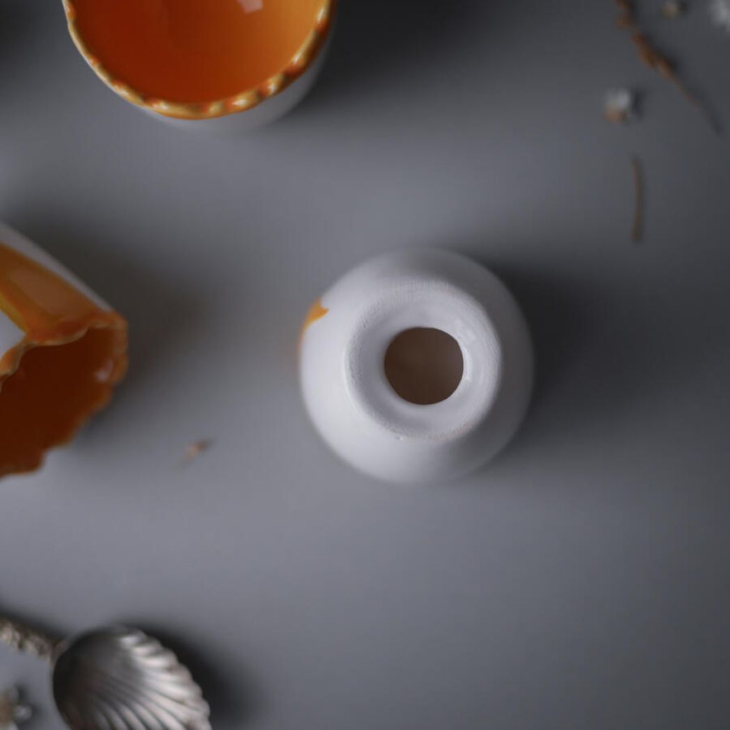 Gule & Hvide Æggebægre, 4 stk. 3