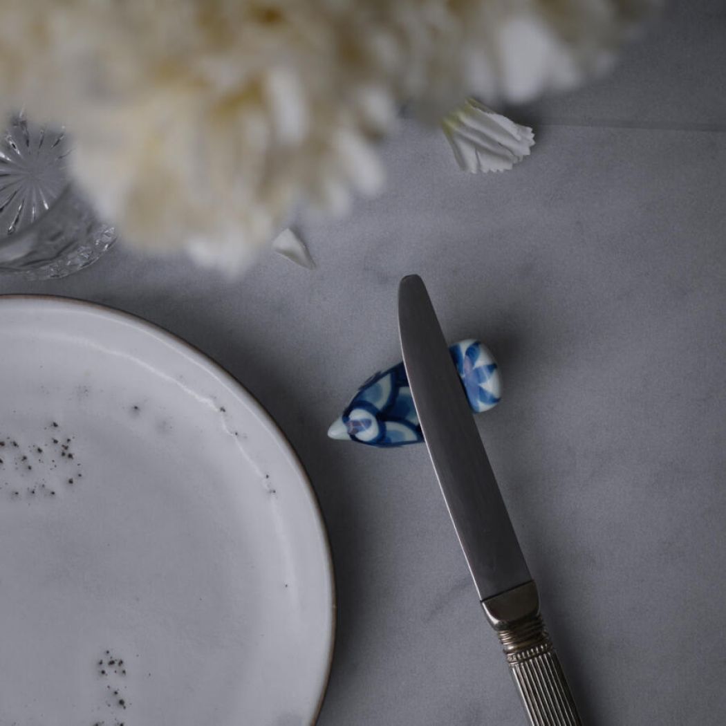 Fugle Knivstole i Porcelæn, 5 stk.