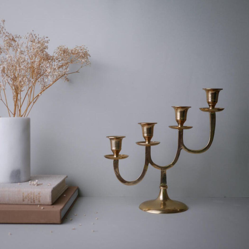 Skrå Messing Lysestage