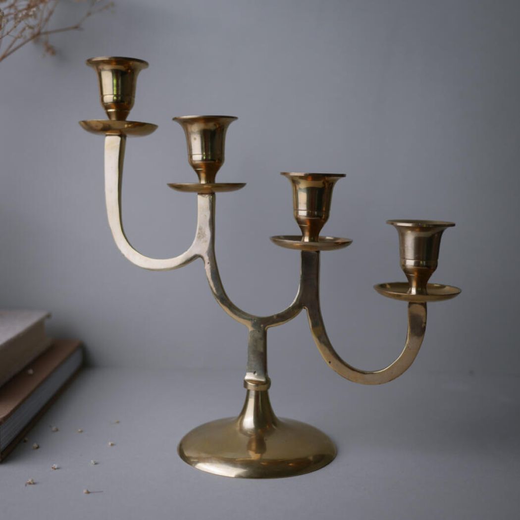 Skrå Messing Lysestage 3