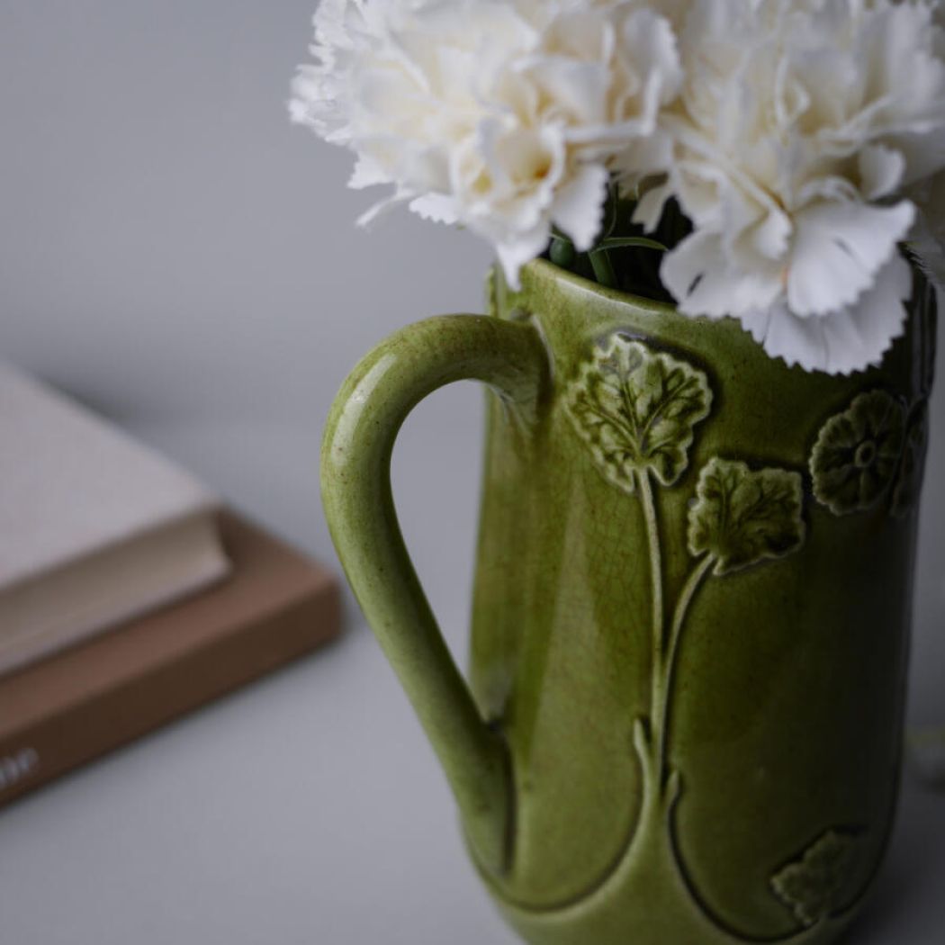 Grøn Vintagekande med Blomster 4