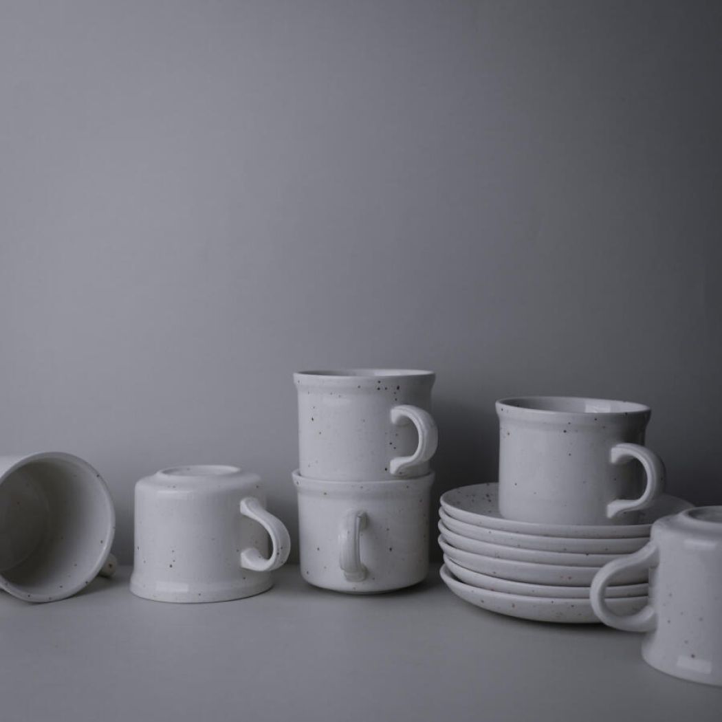 Råhvide Keramik kopper med Nistre, 6 stk. 1