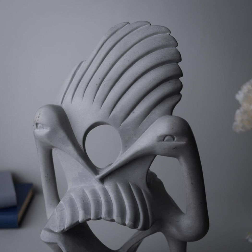 Høj Grå Fugle Fedststensfigur 1