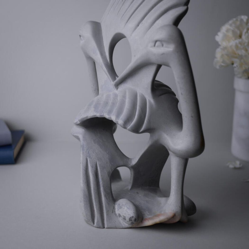Høj Grå Fugle Fedststensfigur 8