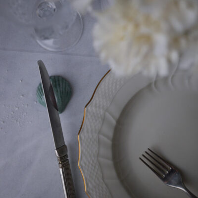 Farvede Muslinge Knivstole, 4 stk.