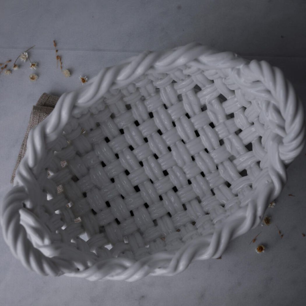 Kraftig Hvid Flettet Porcelænskurv 6