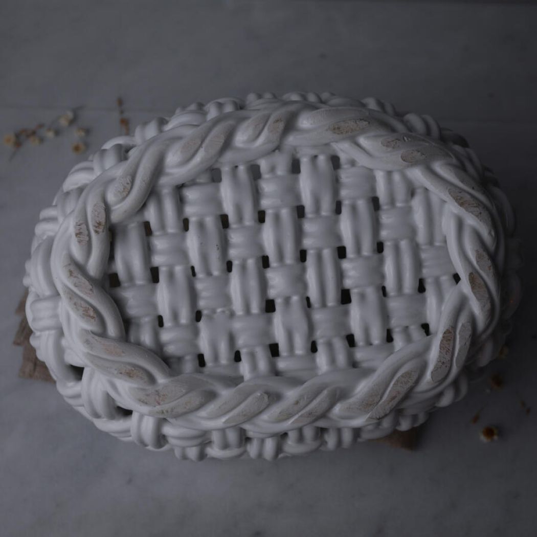 Kraftig Hvid Flettet Porcelænskurv 7