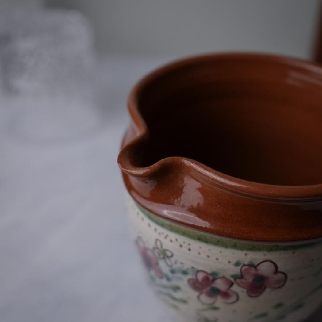Keramik kande med Små Lilla Blomster 4