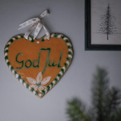 Keramikhjerte med God Jul Tekst