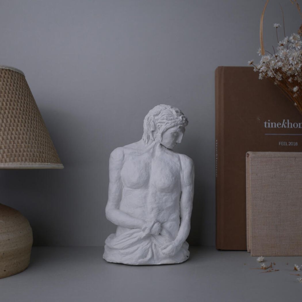 Håndlavet Hvid Kunst Skulptur 1