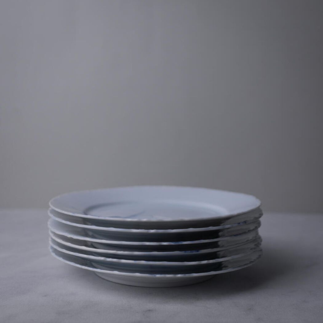Lyseblå Desserttallerkner med Blomster, 7 stk. 7