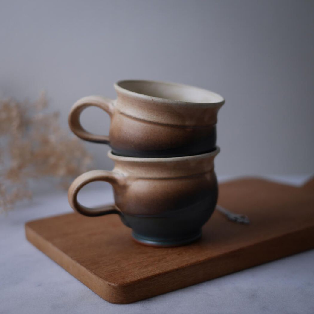 Beige & Grøn Kop i Keramik 1