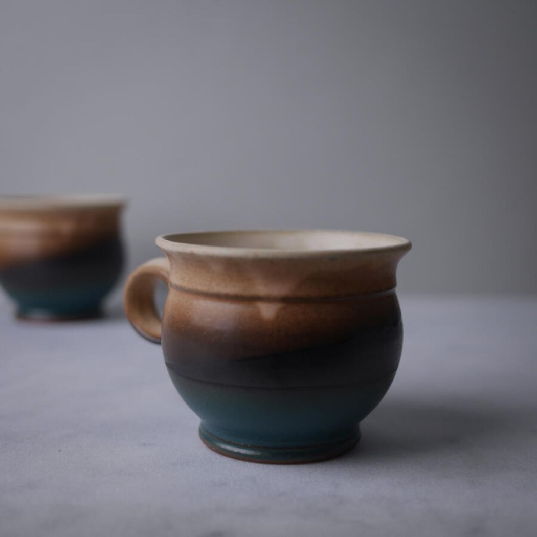 Beige & Grøn Kop i Keramik 2