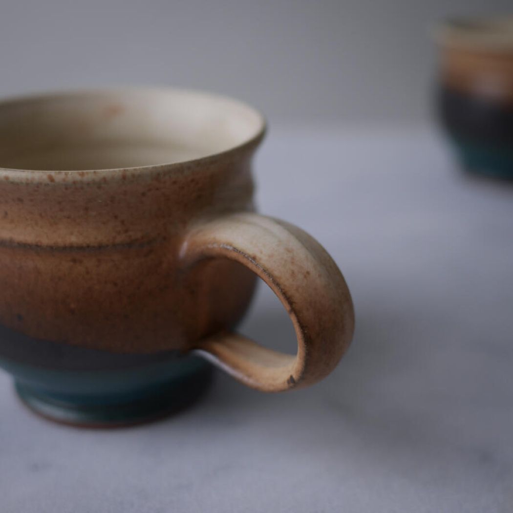 Beige & Grøn Kop i Keramik 6