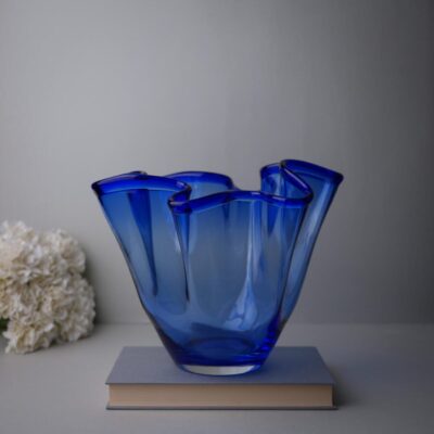 Stor Blå Tulipan Vase i Glas