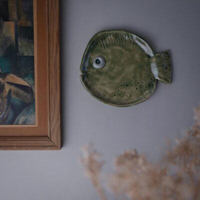 Flot Grøn Keramik fisk til Væggen