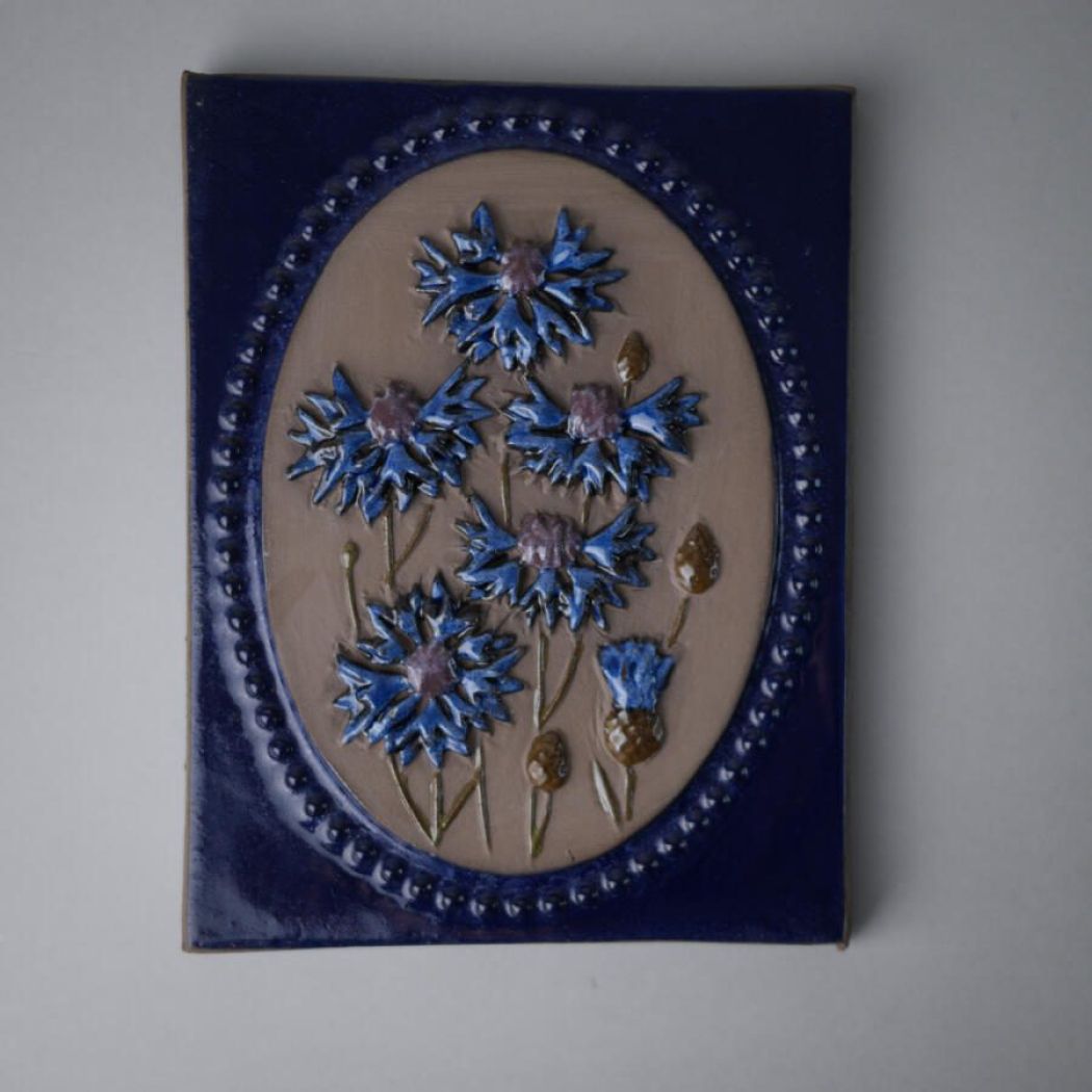 Blå Relief med Blå Blomster 1