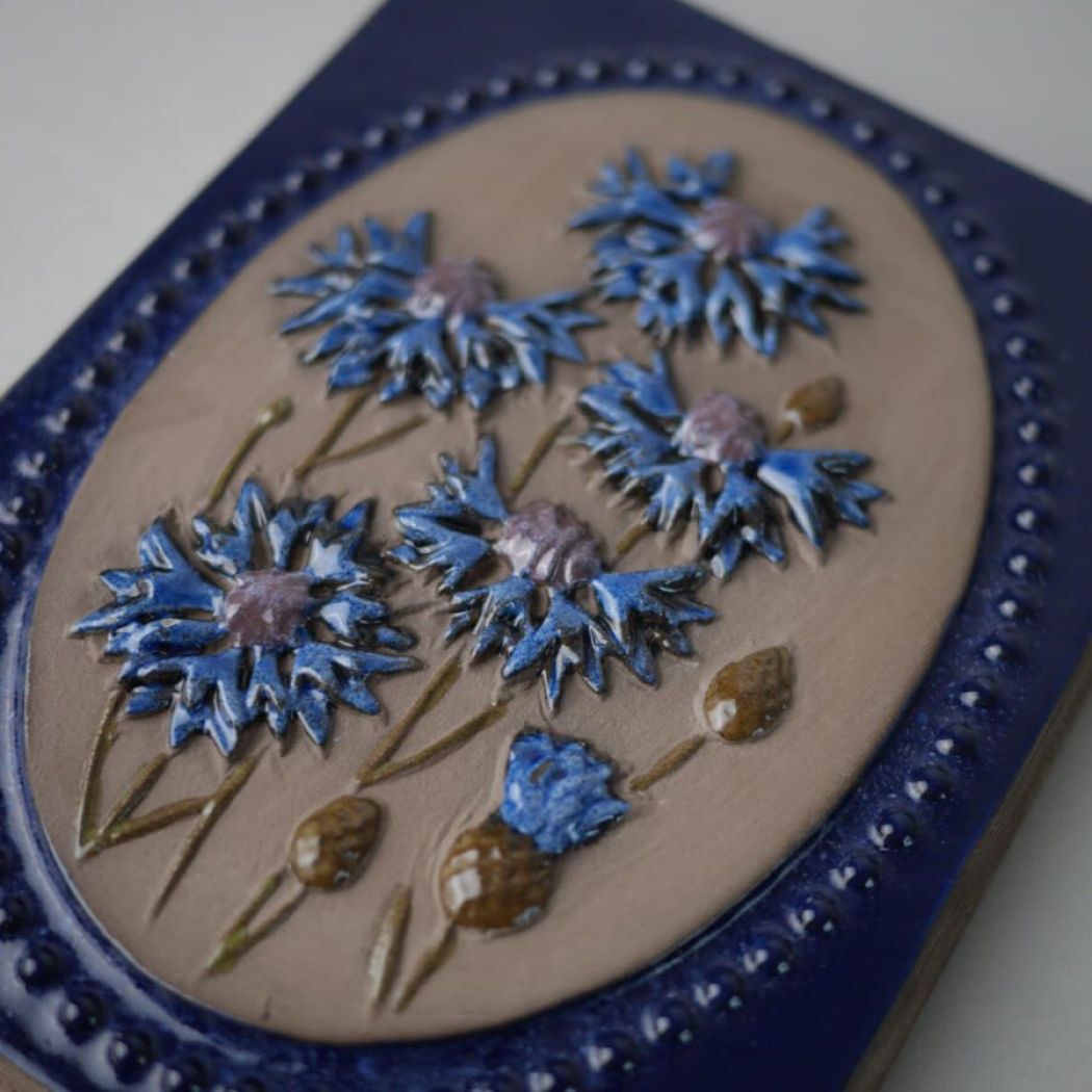 Blå Relief med Blå Blomster 2