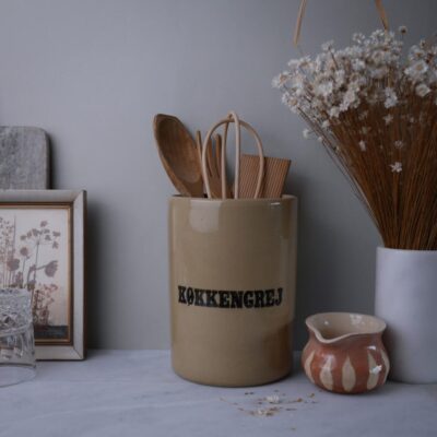 Beige Køkkenkrukke til Redskaber