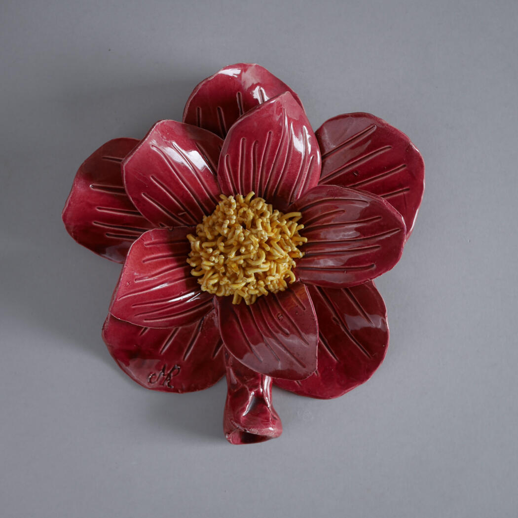 Stor Rød Keramikblomst til Væggen 1