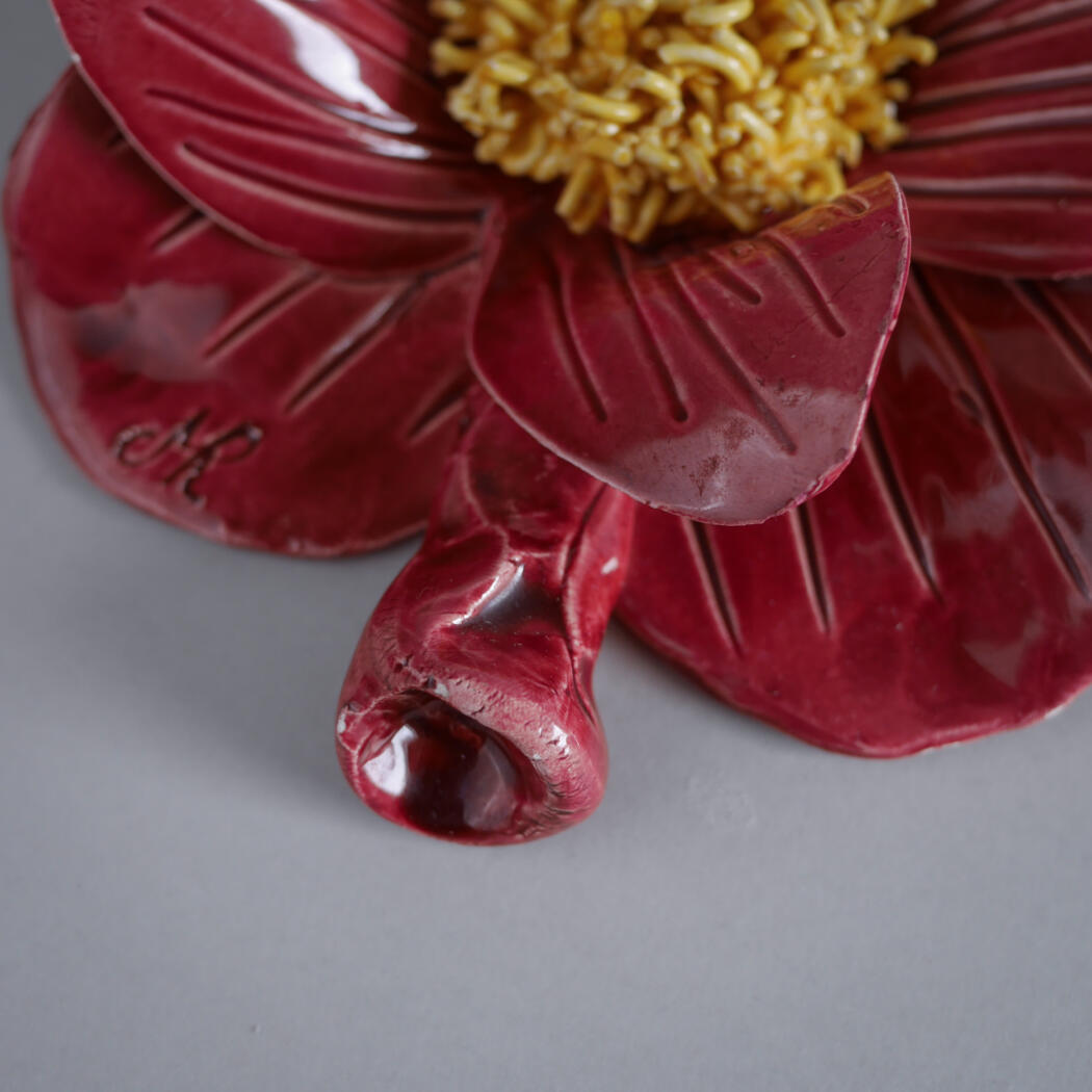 Stor Rød Keramikblomst til Væggen 2