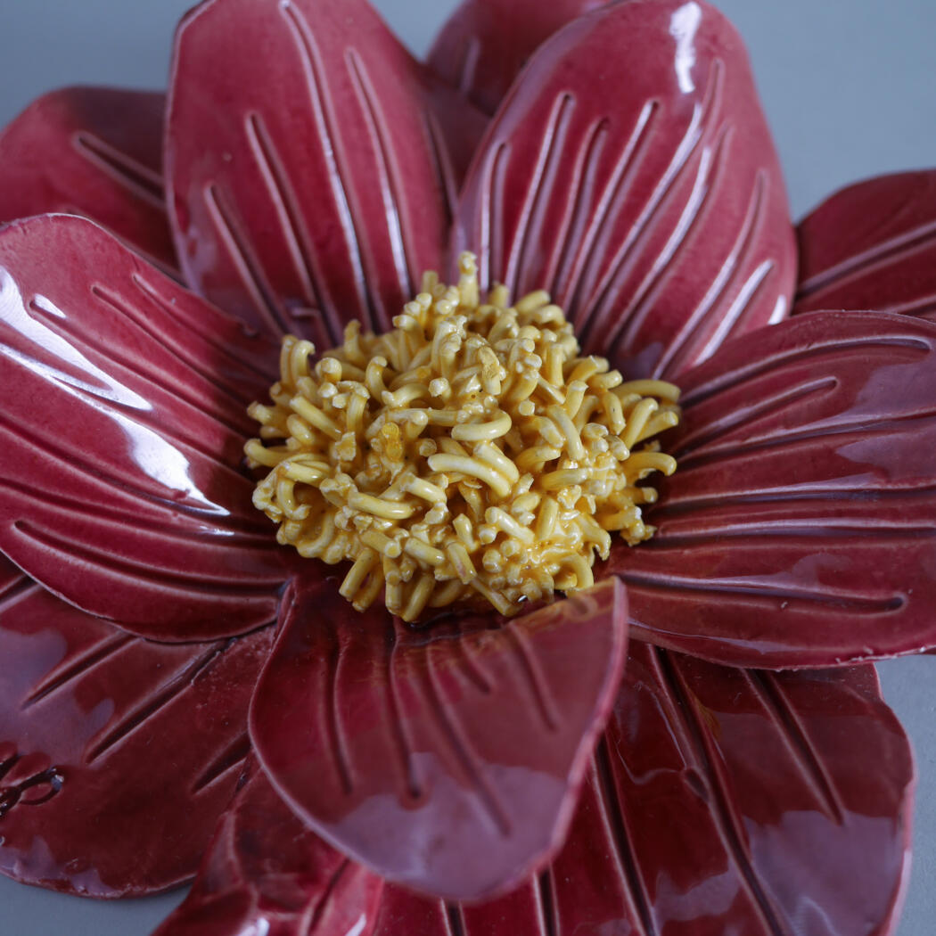 Stor Rød Keramikblomst til Væggen 3