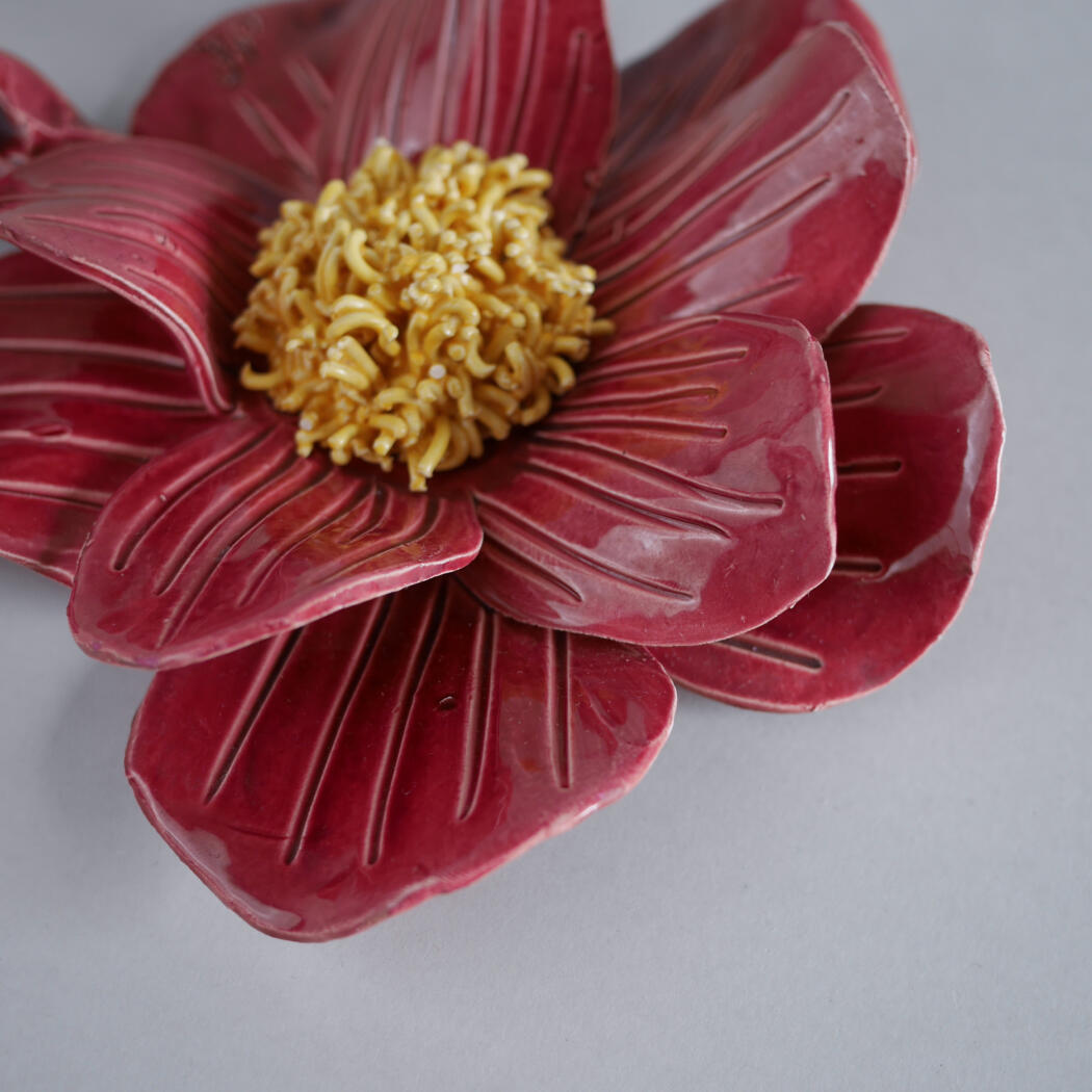 Stor Rød Keramikblomst til Væggen 4