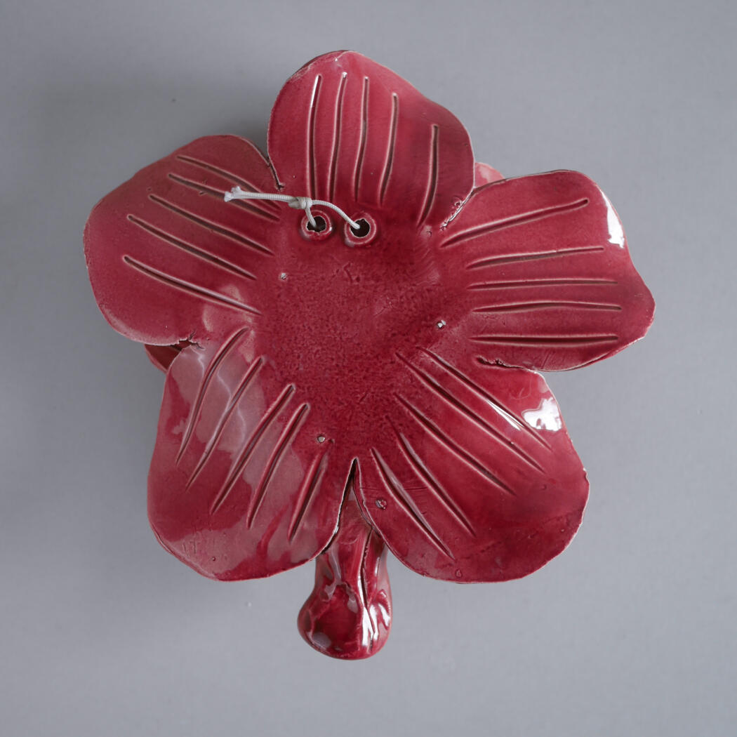 Stor Rød Keramikblomst til Væggen 5