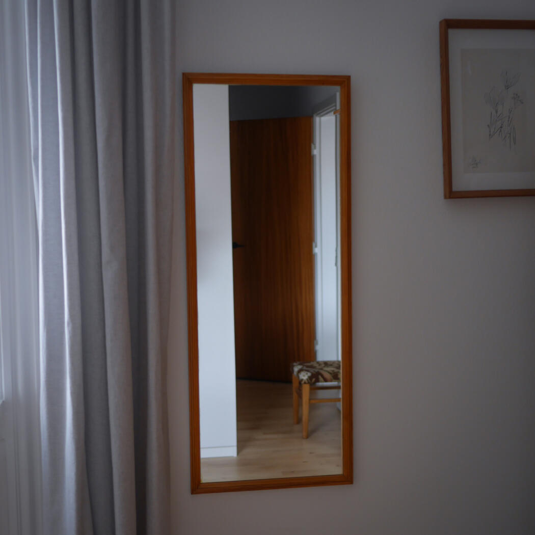 Aflangt Spejl med Træramme
